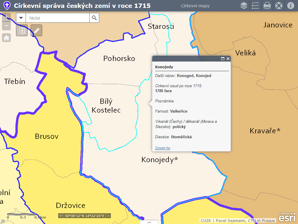 Mapové pole s vyskakovacím oknem